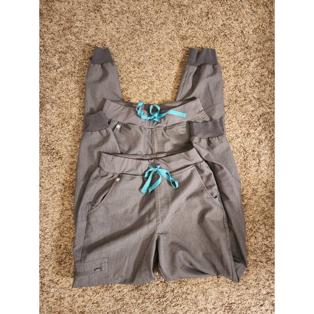 FIGS Zamora Jogger Scrub Pants Graphite Set of 2 Bundle Women's Small EUC - Picture 1 of 9